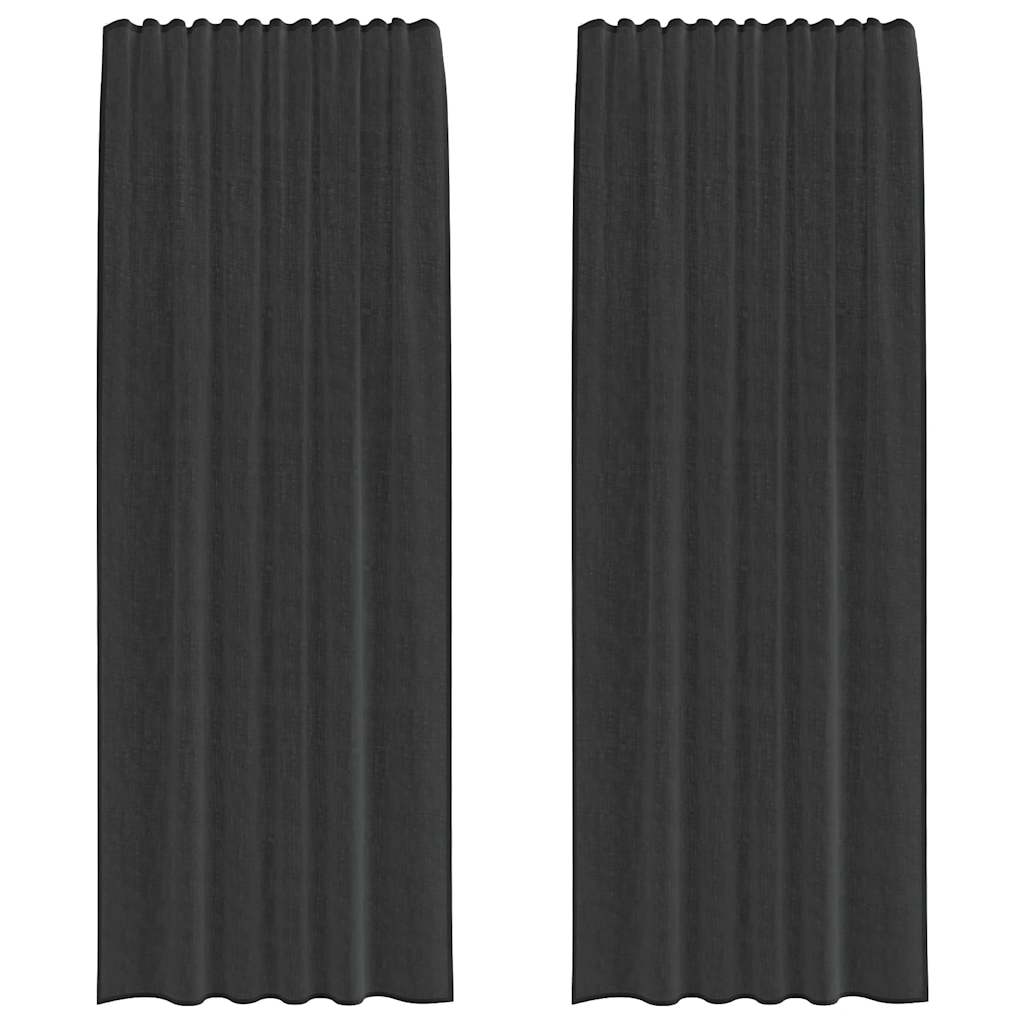 Gordijnen voile met tab top 2 st zwart