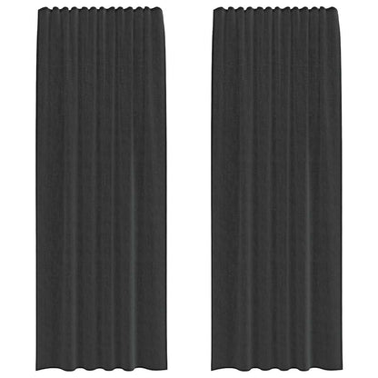 Gordijnen voile met tab top 2 st zwart