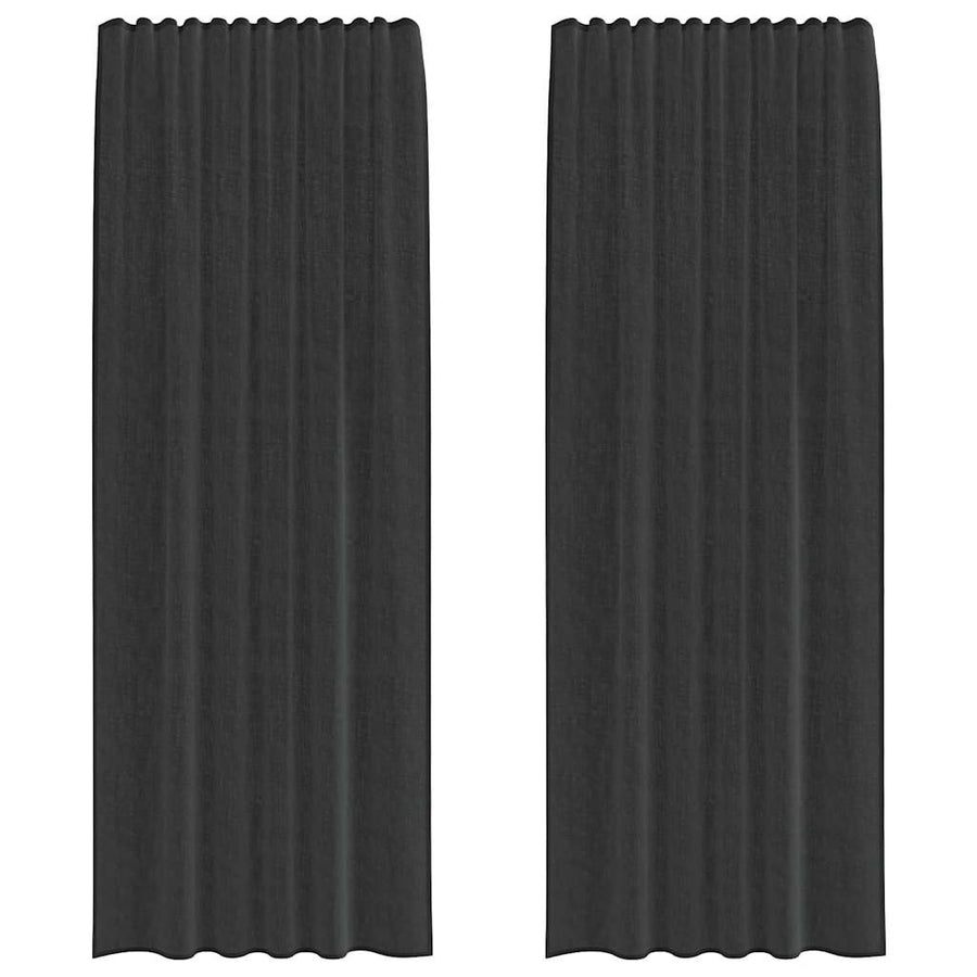 Gordijnen voile met tab top 2 st zwart