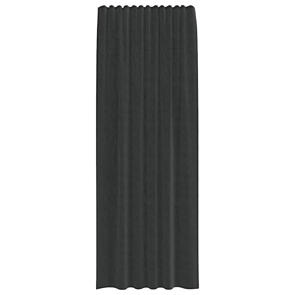 Gordijnen voile met tab top 2 st zwart