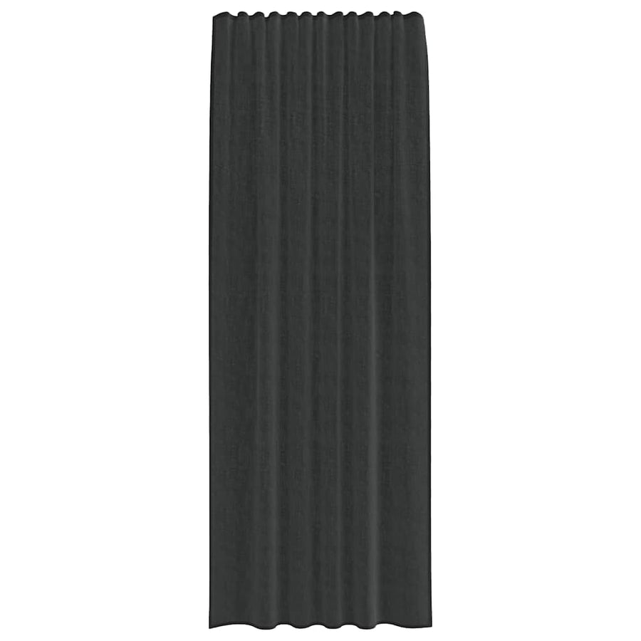Gordijnen voile met tab top 2 st zwart