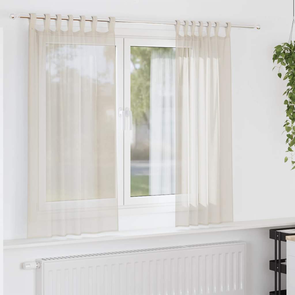 Gordijnen Voile Met Tab Top 2 St Kleurig 1 140 x 140 cm Crème