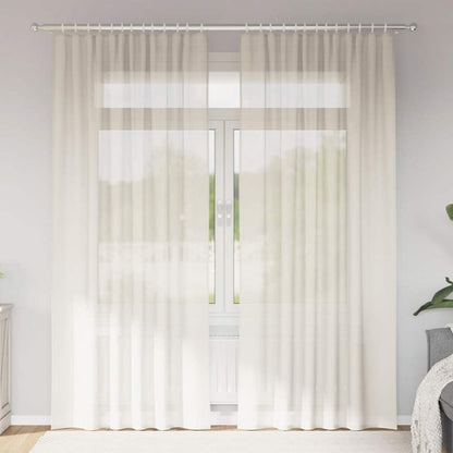 Gordijnen voile met Tab Top 2 st crèmekleurig