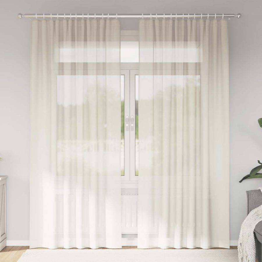 Gordijnen voile met Tab Top 2 st crèmekleurig