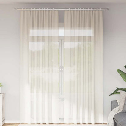 Gordijnen voile met Tab Top 2 st crèmekleurig