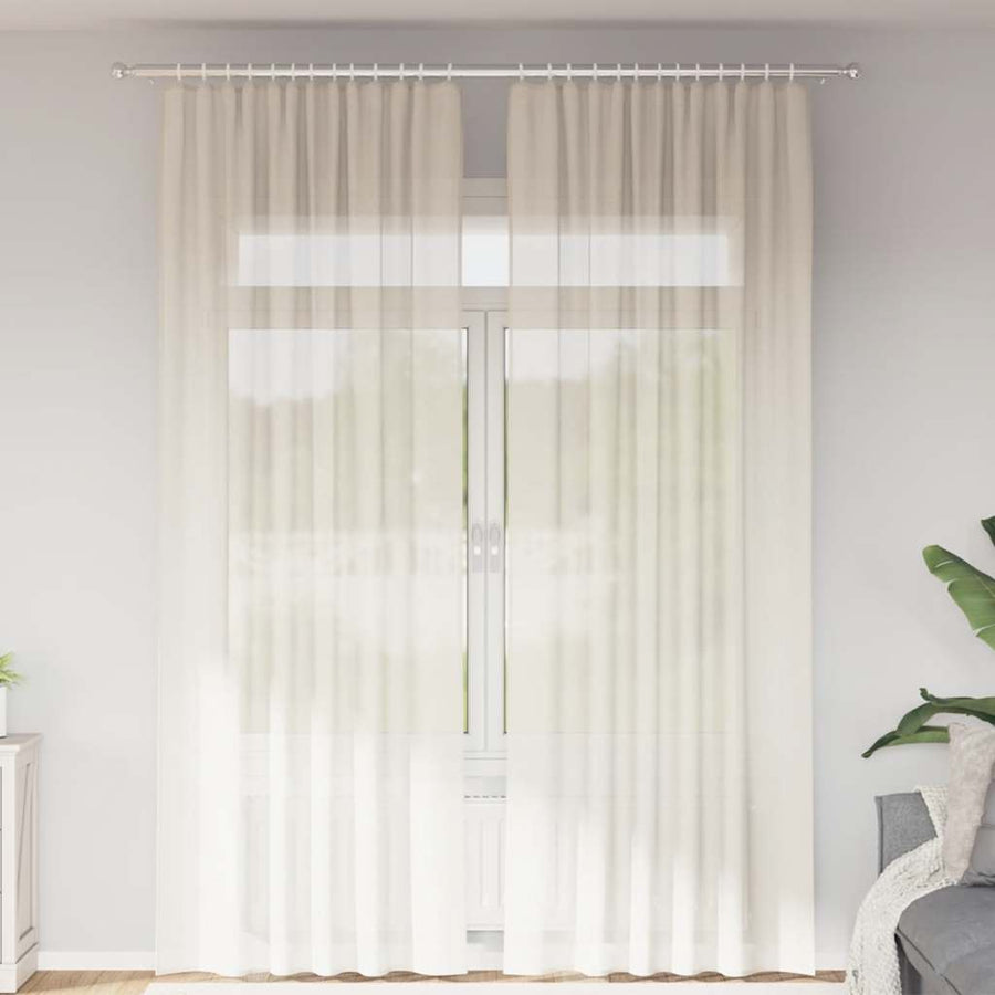 Gordijnen voile met Tab Top 2 st crèmekleurig