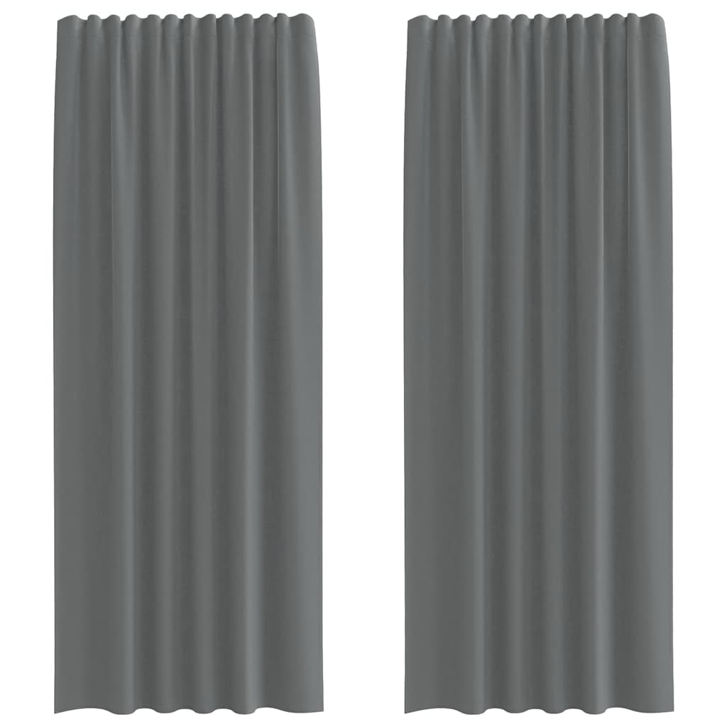 Gordijnen voile met lussen 2 st 140x225 cm donkergrijs