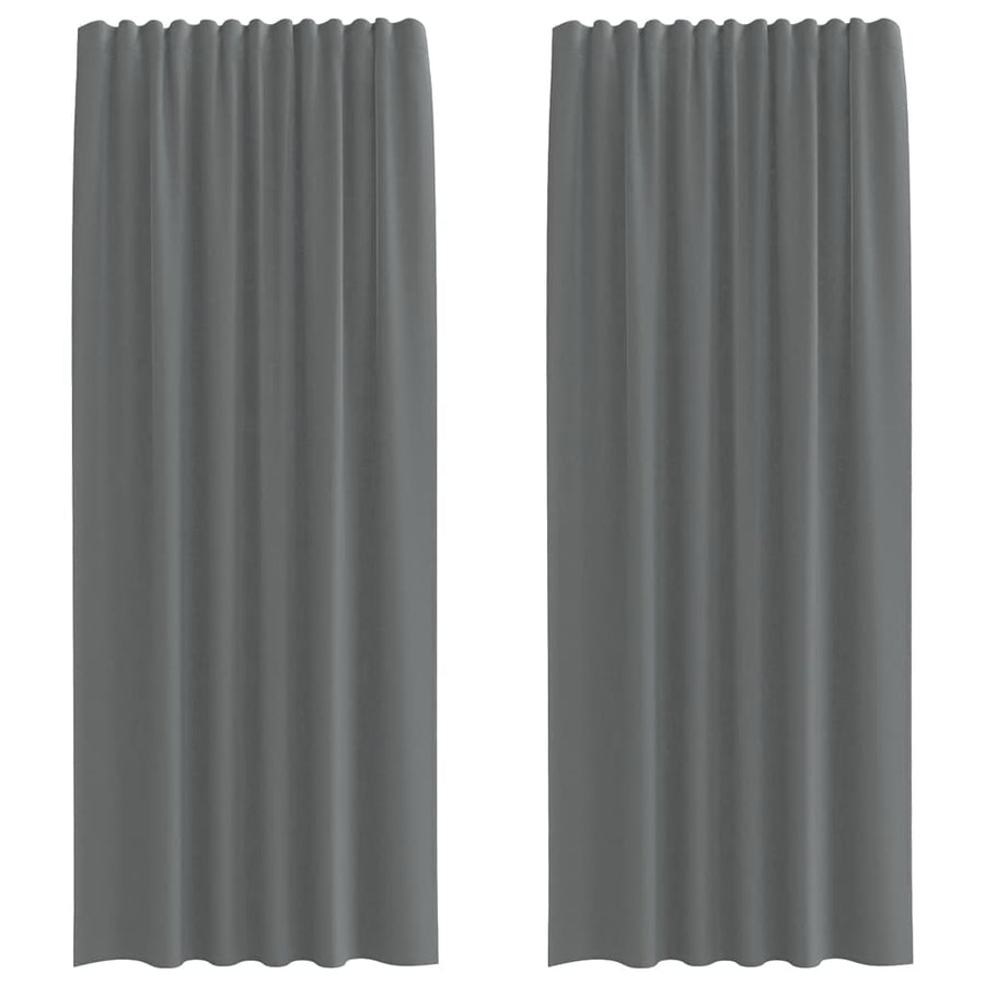 Gordijnen voile met lussen 2 st 140x225 cm donkergrijs