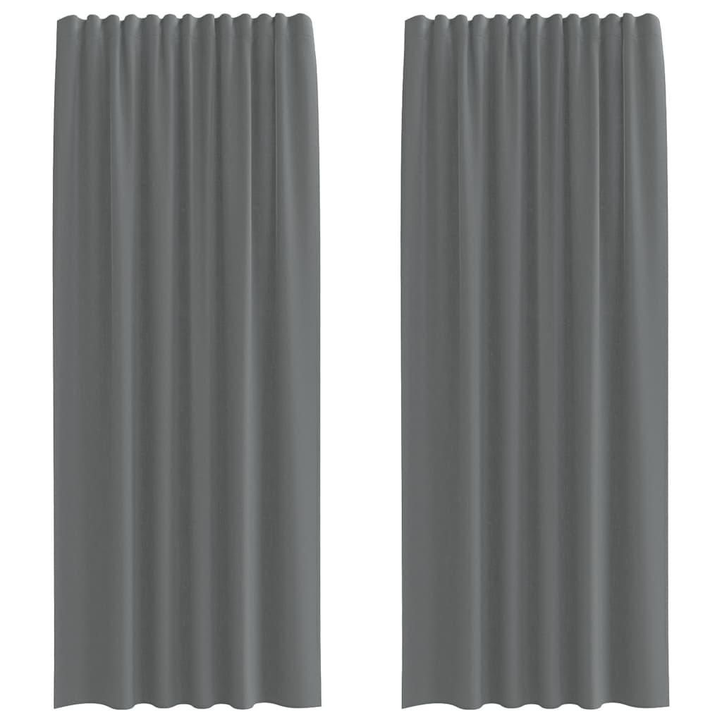 Gordijnen voile met lussen 2 st 140x245 cm donkergrijs