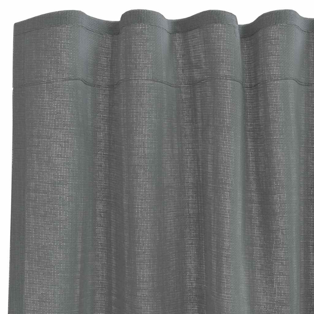 Gordijnen voile met lussen 2 st 140x245 cm donkergrijs