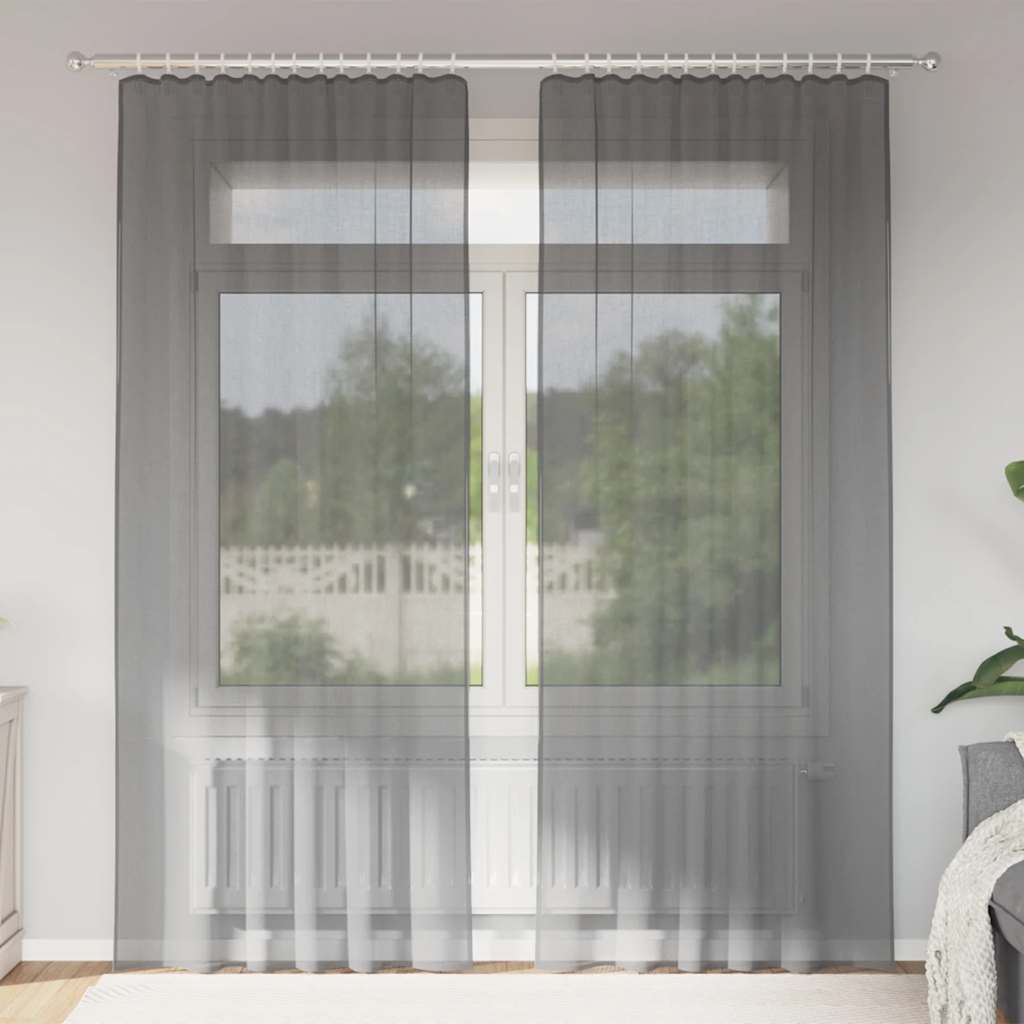 Gordijnen voile met lussen 2 st 140x245 cm donkergrijs