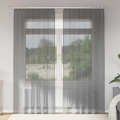 Gordijnen voile met lussen 2 st 140x245 cm donkergrijs