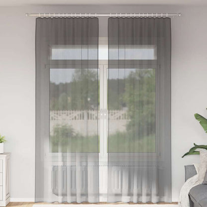 Gordijnen voile met lussen 2 st 140x260 cm donkergrijs