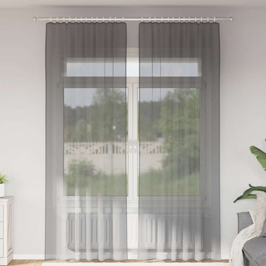 Gordijnen voile met lussen 2 st 140x260 cm donkergrijs