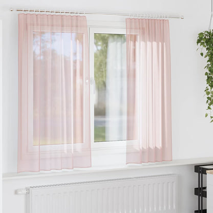 Gordijnen voile met lussen 2 st 140x140 cm lichtroze