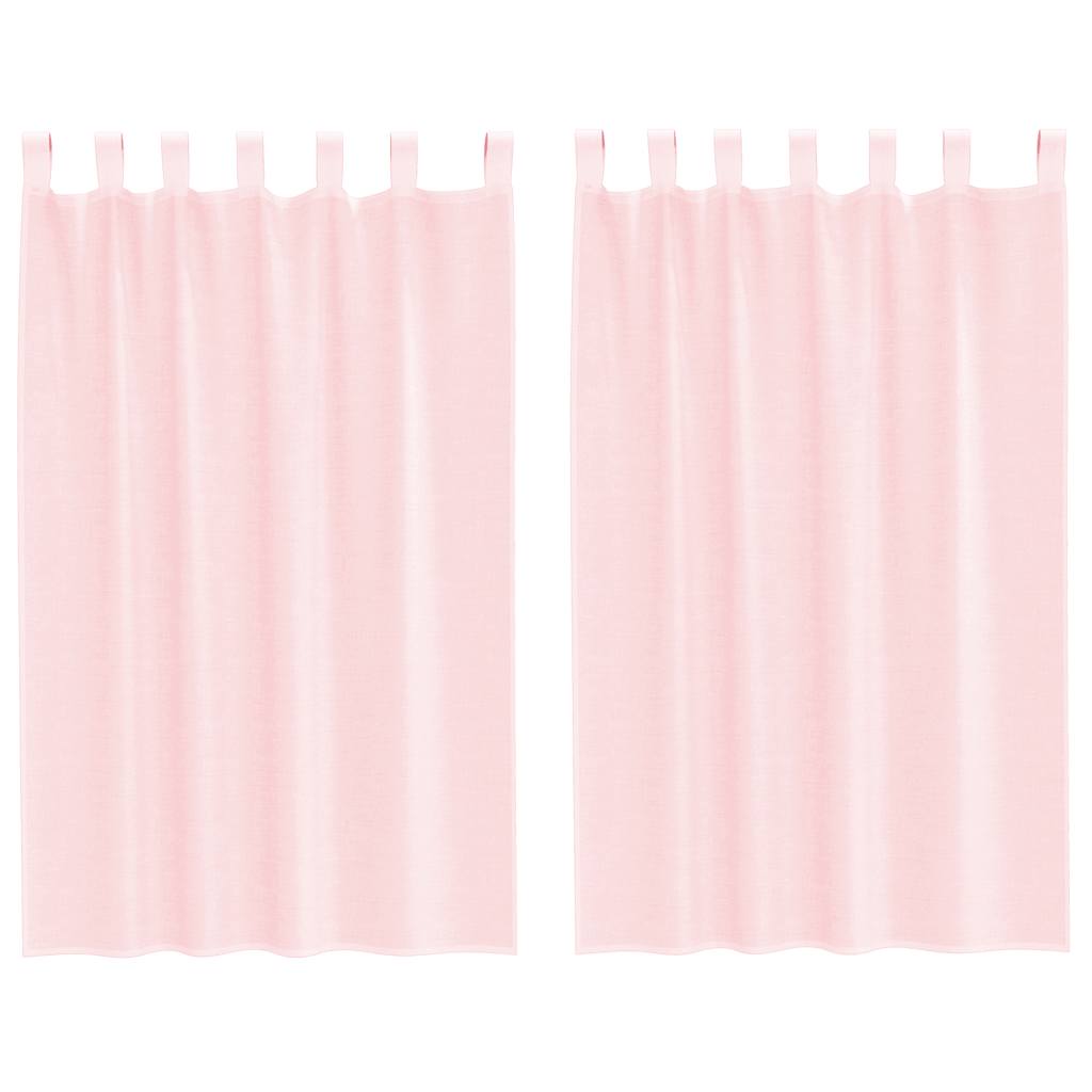 Gordijnen voile met lussen 2 st 140x175 cm lichtroze