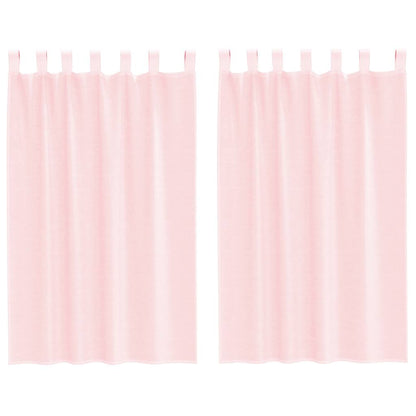 Gordijnen voile met lussen 2 st 140x175 cm lichtroze