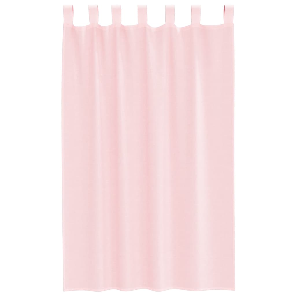 Gordijnen voile met lussen 2 st 140x175 cm lichtroze