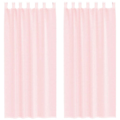 Gordijnen voile met lussen 2 st 140x225 cm lichtroze