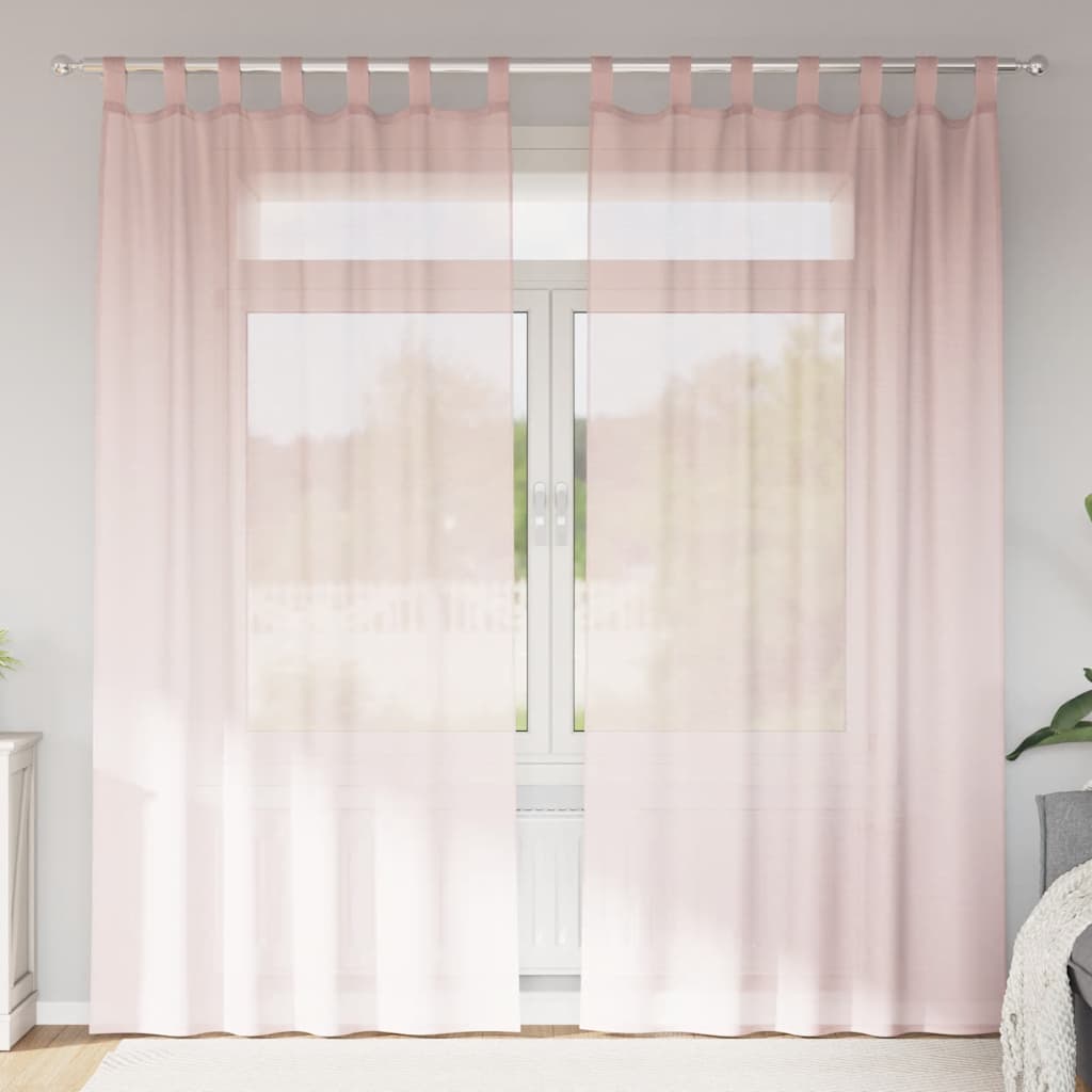 Gordijnen voile met lussen 2 st 140x225 cm lichtroze