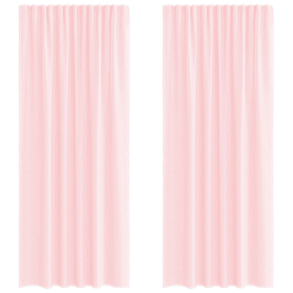 Gordijnen voile met lussen 2 st 140x245 cm lichtroze