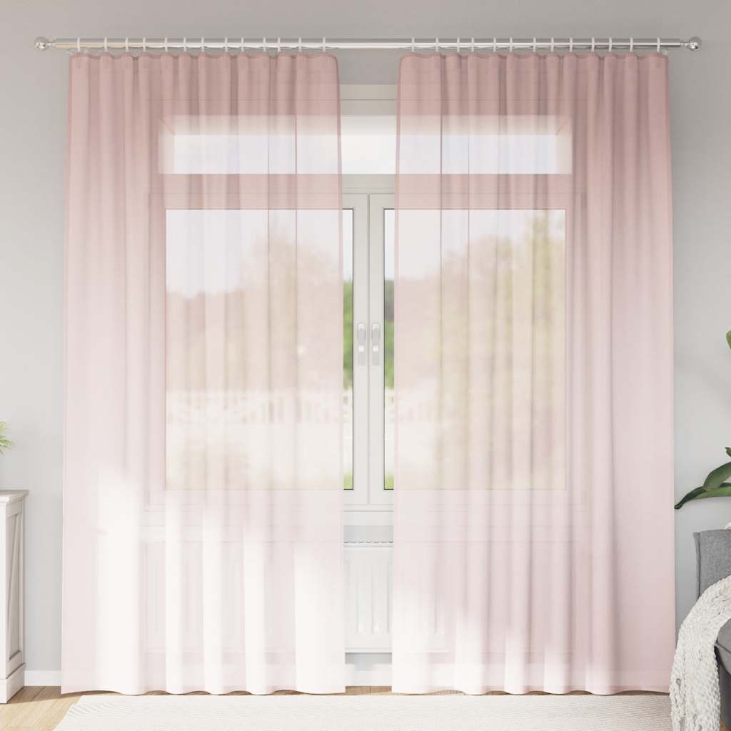 Gordijnen voile met lussen 2 st 140x245 cm lichtroze