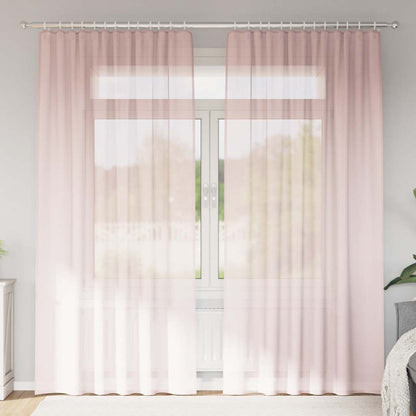 Gordijnen voile met lussen 2 st 140x245 cm lichtroze