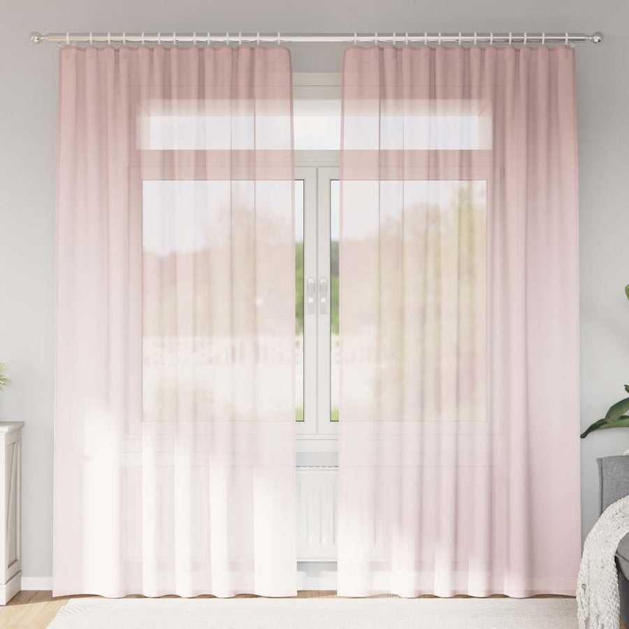 Gordijnen voile met lussen 2 st 140x245 cm lichtroze