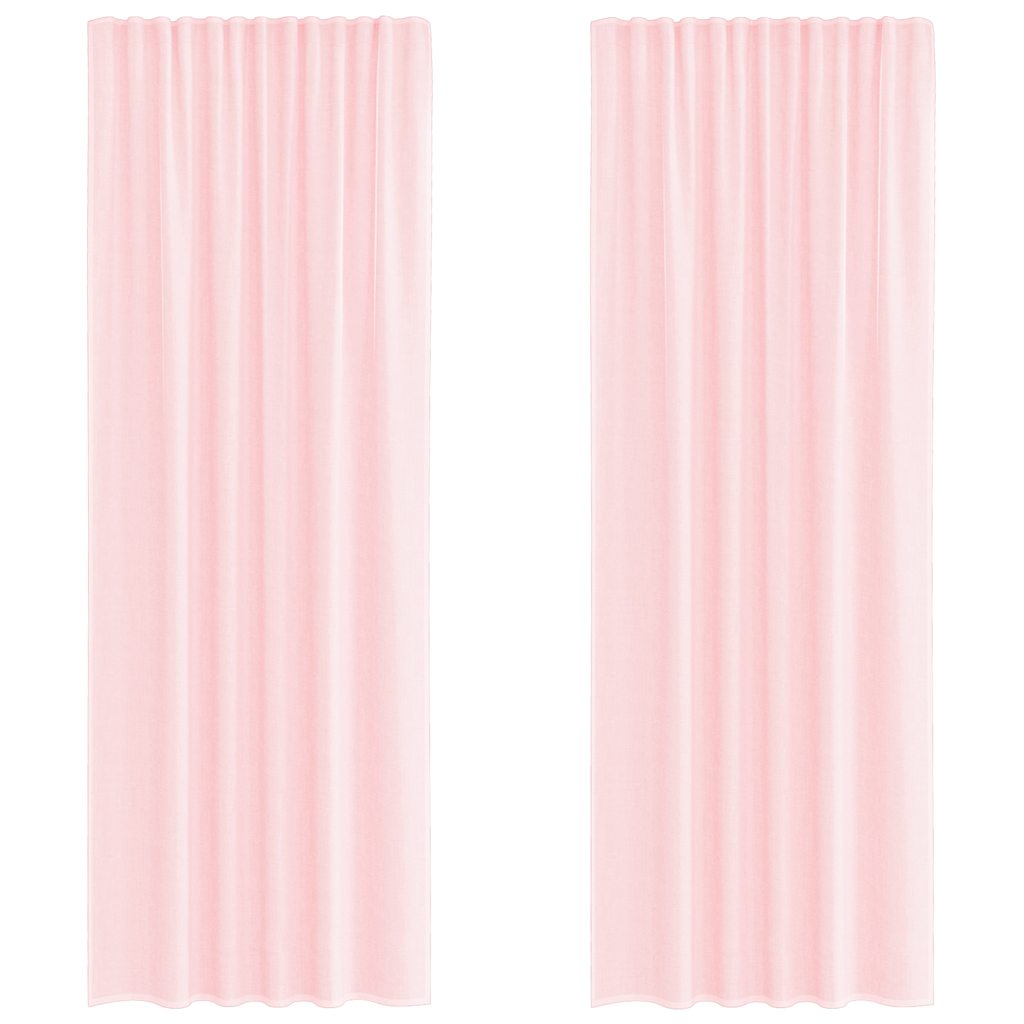 Gordijnen voile met lussen 2 st 140x260 cm lichtroze