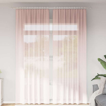 Gordijnen voile met lussen 2 st 140x260 cm lichtroze
