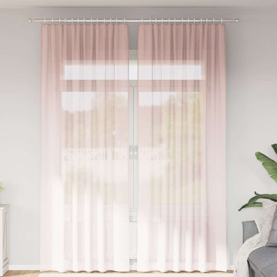 Gordijnen voile met lussen 2 st 140x260 cm lichtroze