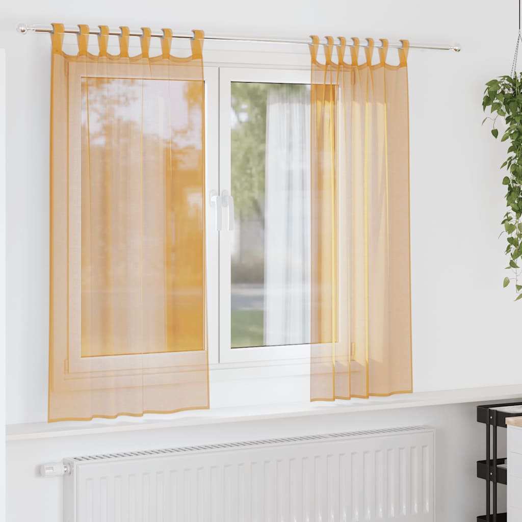 Gordijnen voile met lussen 2 st 140x175 cm oranje