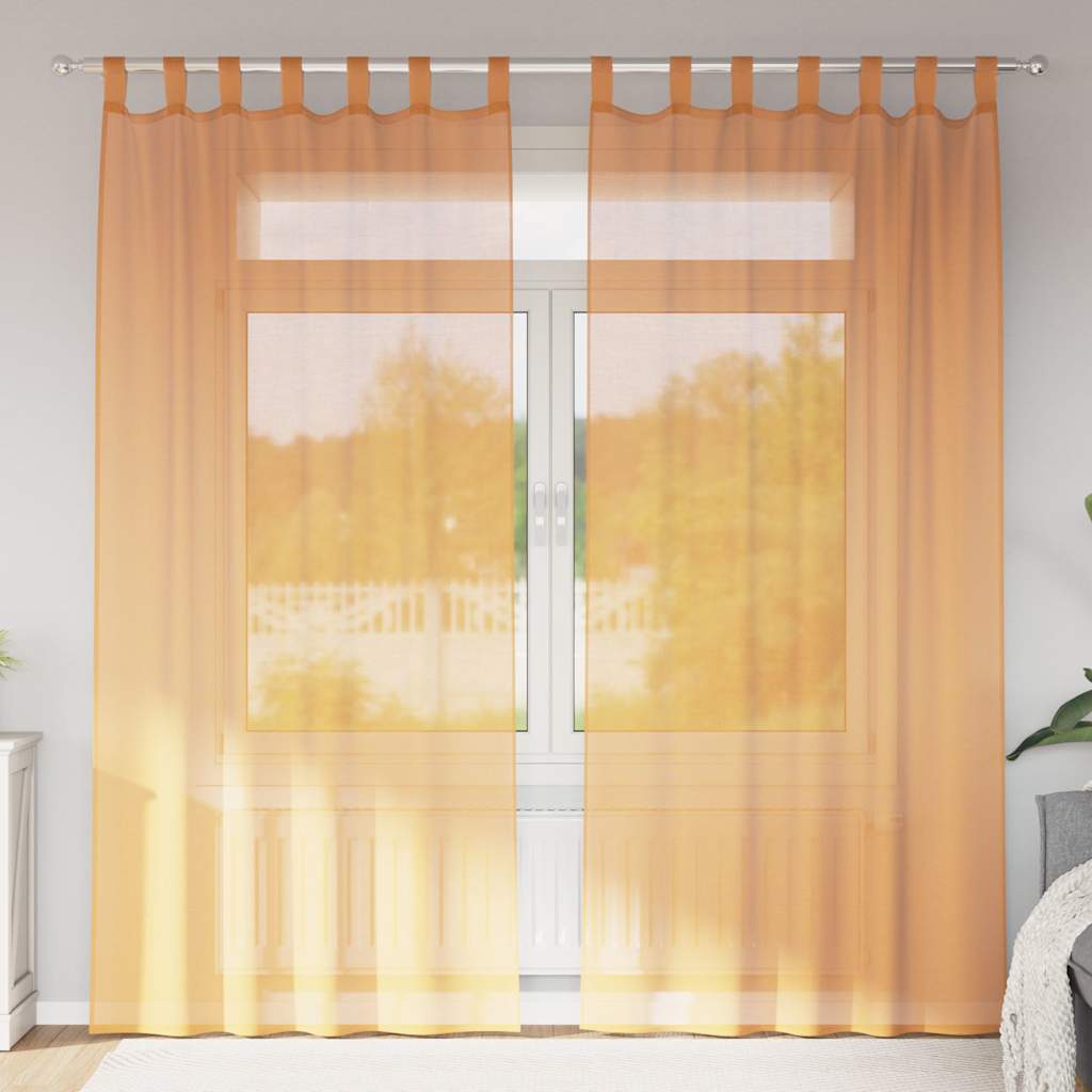 Gordijnen Met Lus 2 St 1 140 x 225 cm Oranje