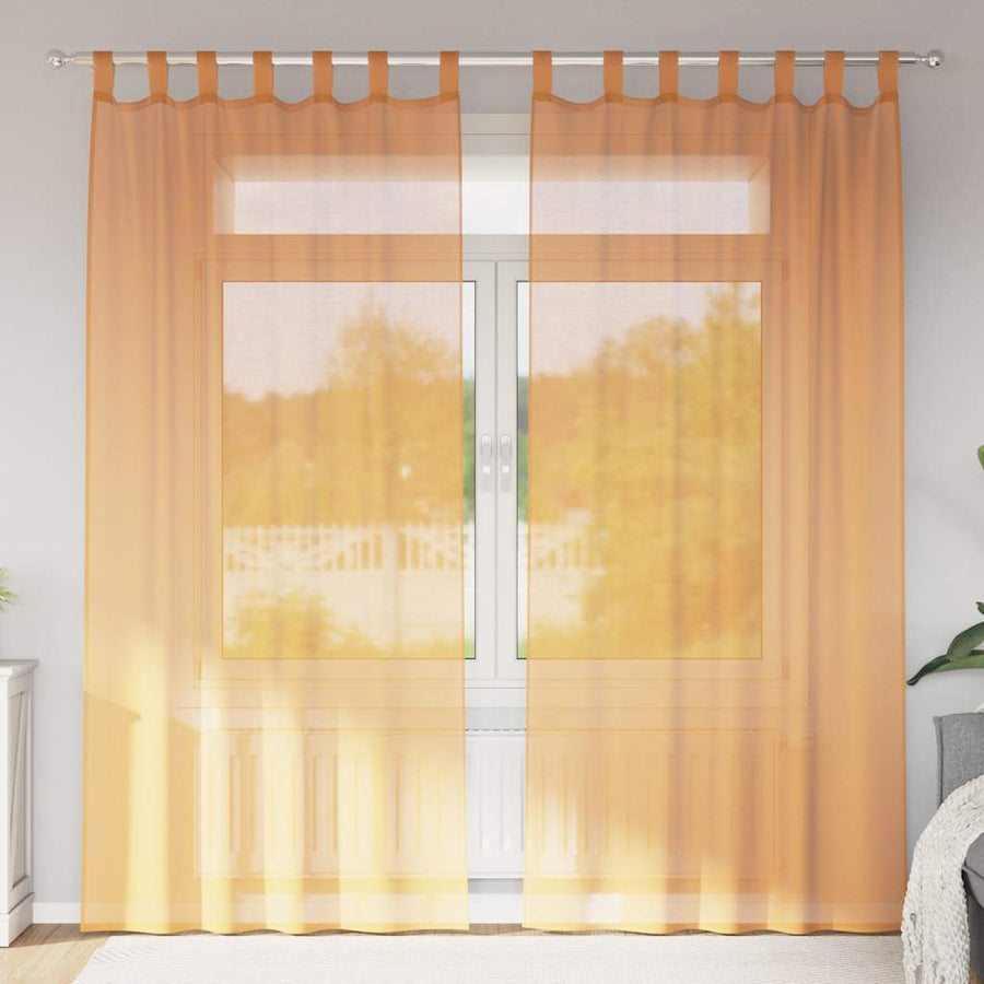 Gordijnen Met Lus 2 St 1 140 x 225 cm Oranje
