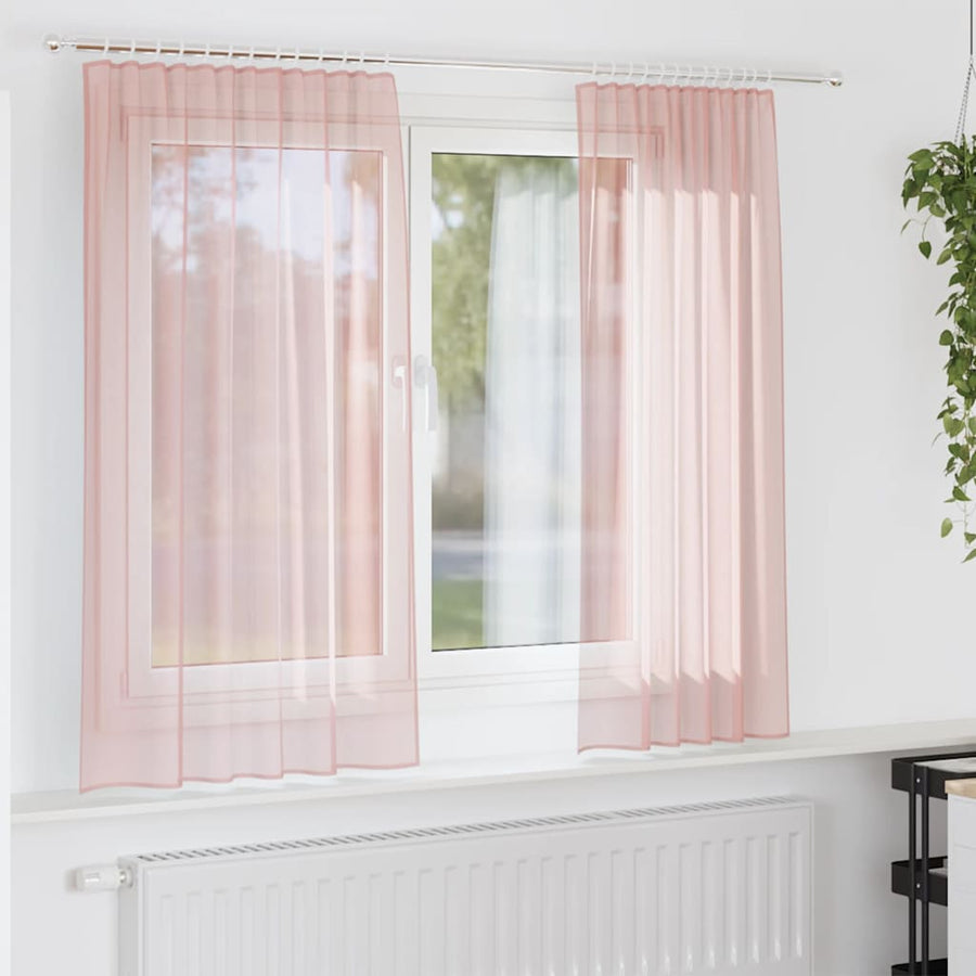 Gordijnen met lussen 2 st 140x175 cm roze