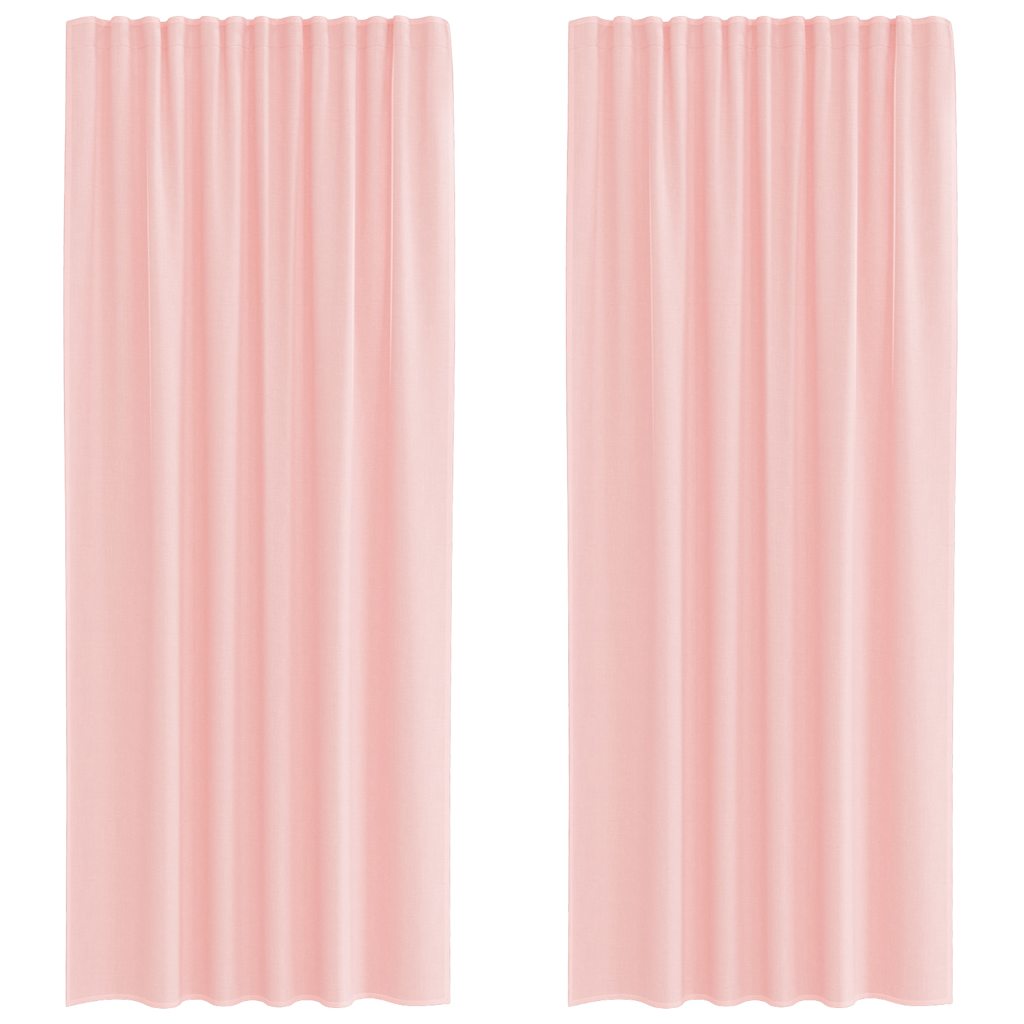 Gordijnen voile met lussen 2 st 140x225 cm roze