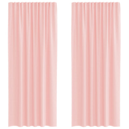 Gordijnen voile met lussen 2 st 140x225 cm roze