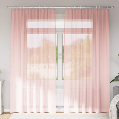 Gordijnen voile met lussen 2 st 140x225 cm roze