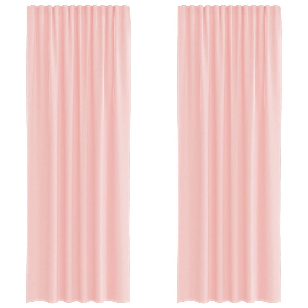 Gordijnen voile met lussen 2 st 140x260 cm roze