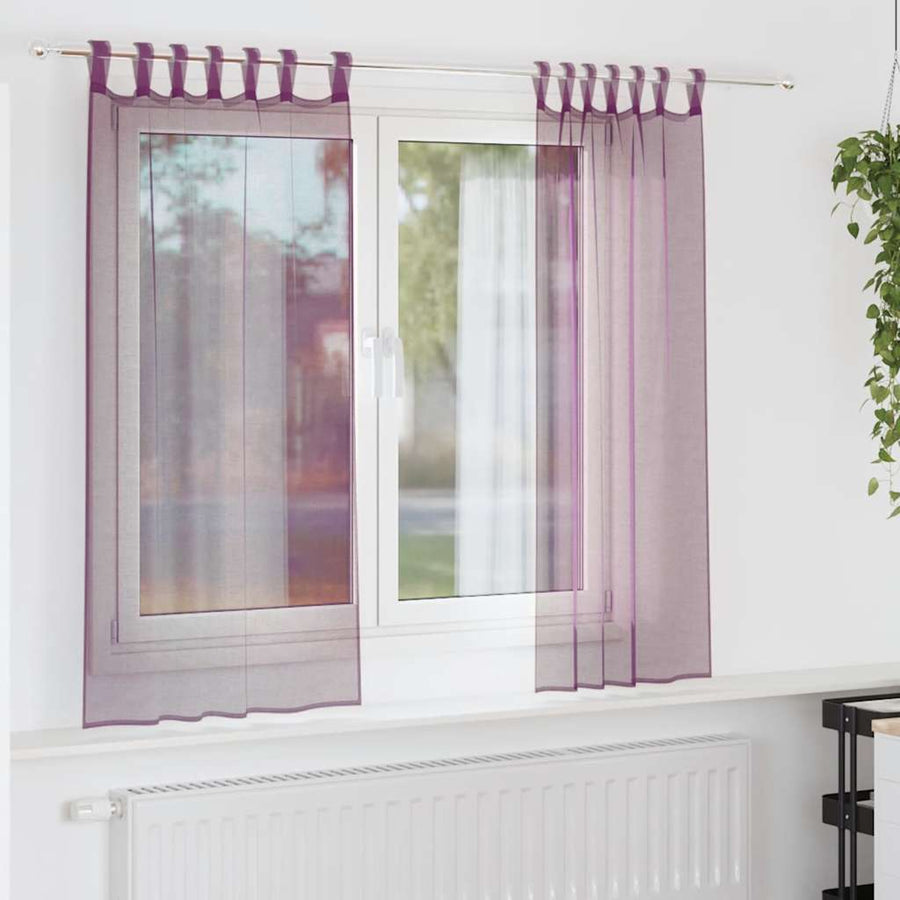 Gordijnen met lussen 2 st paars 140x140 cm