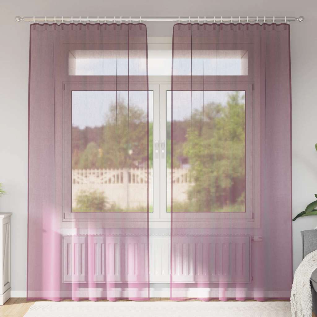 Gordijnen voile met lussen 2 st 140x225 cm paars