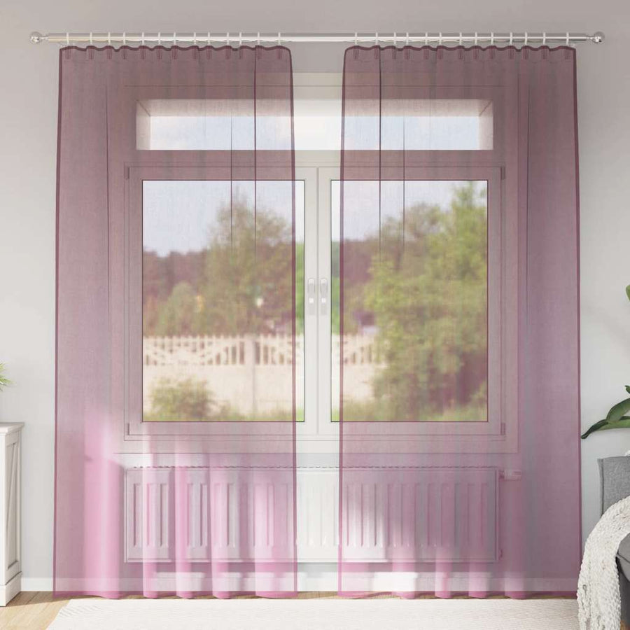 Gordijnen voile met lussen 2 st 140x225 cm paars