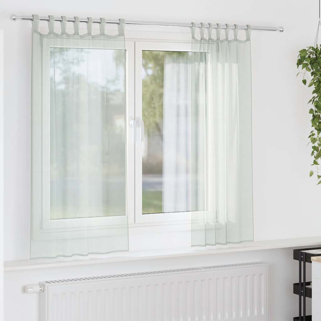 Gordijnen voile met lussen 2 st 140x140 cm lichtgrijs