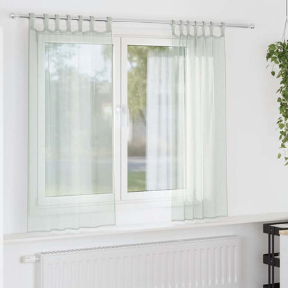 Gordijnen voile met lussen 2 st 140x140 cm lichtgrijs