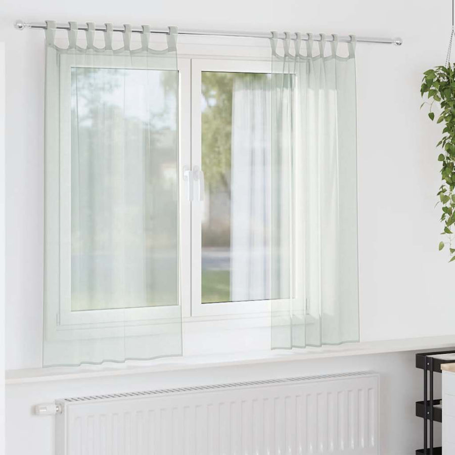 Gordijnen voile met lussen 2 st 140x140 cm lichtgrijs