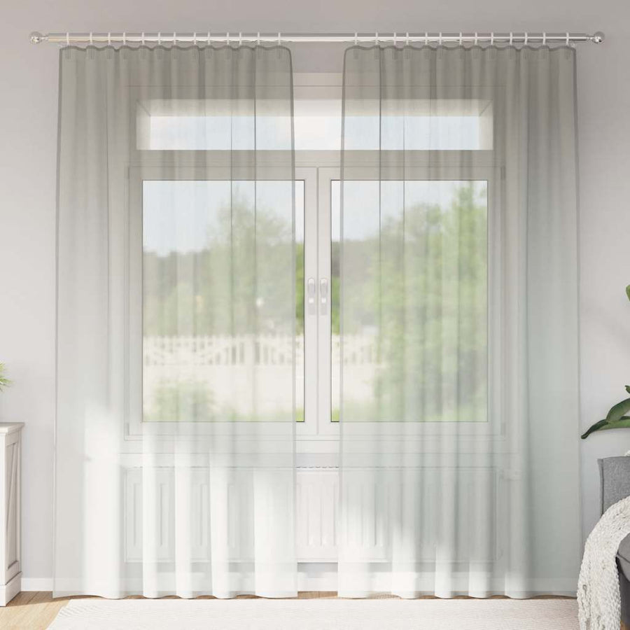 Gordijnen voile met lussen 2 st 140x225 cm lichtgrijs