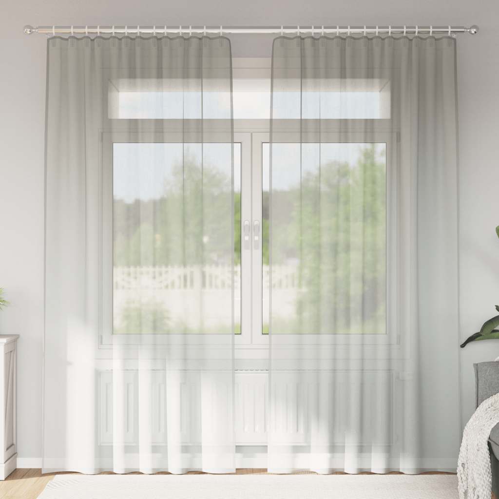 Gordijnen met lussen 2 st 140x245 cm lichtgrijs