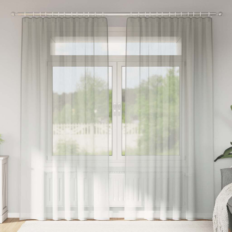Gordijnen met lussen 2 st 140x245 cm lichtgrijs
