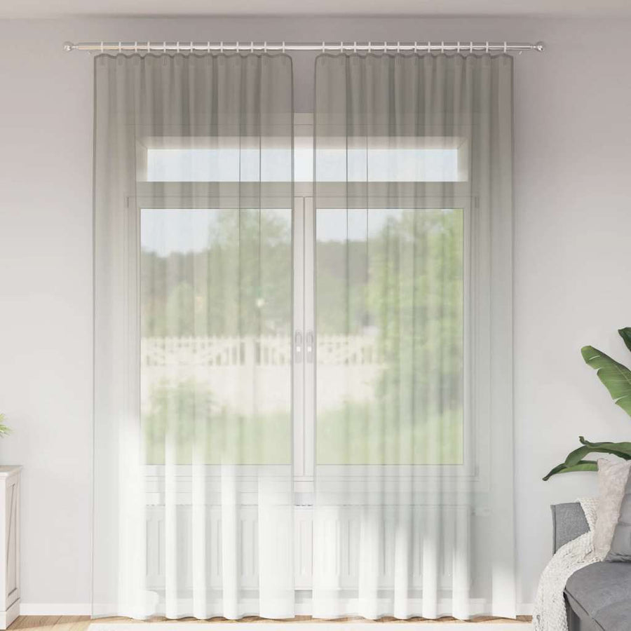 Gordijnen voile met lussen 2 st 140x260 cm lichtgrijs