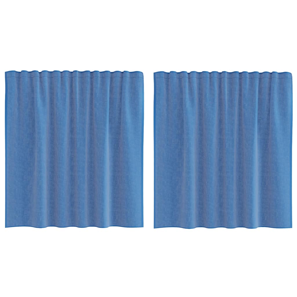 Gordijnen voile met lussen 2 st 140x140 cm koningsblauw